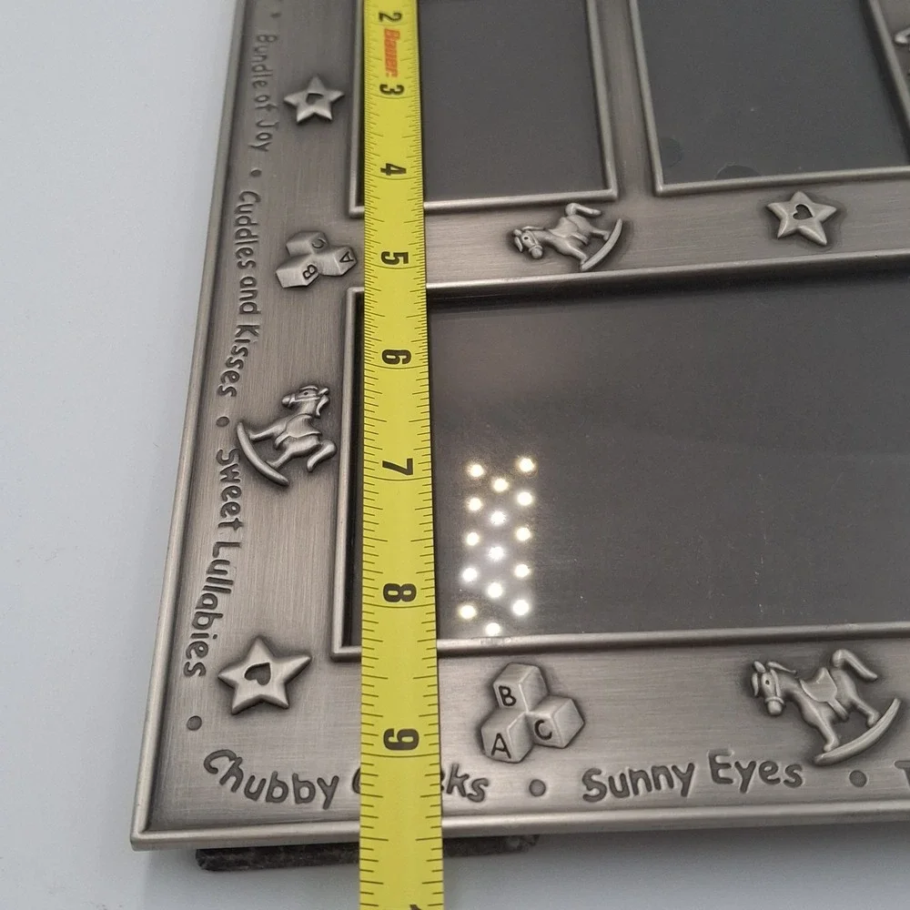 Heavy Pewter Metal 3 Baby Photo Frame by Carr  Holds 2x3